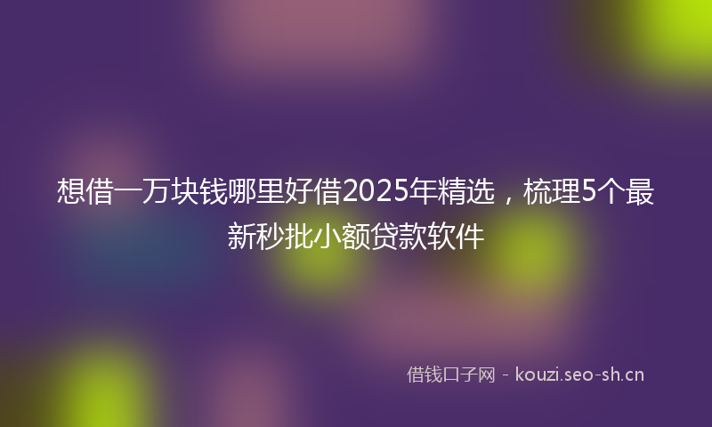 想借一万块钱哪里好借2025年精选，梳理5个最新秒批小额贷款软件