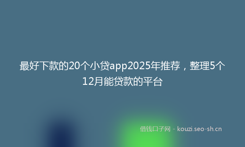 最好下款的20个小贷app2025年推荐，整理5个12月能贷款的平台
