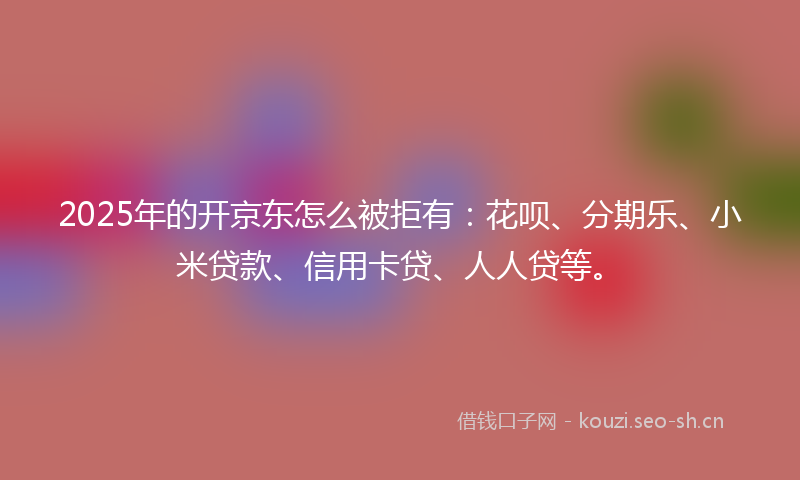 2025年的开京东怎么被拒有：花呗、分期乐、小米贷款、信用卡贷、人人贷等。