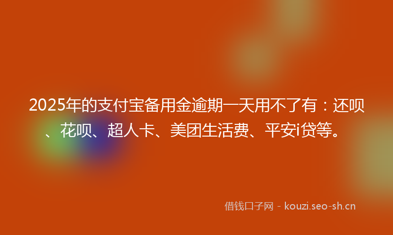 2025年的支付宝备用金逾期一天用不了有：还呗、花呗、超人卡、美团生活费、平安i贷等。