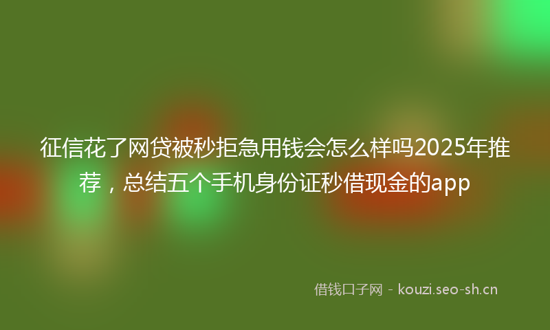 征信花了网贷被秒拒急用钱会怎么样吗2025年推荐，总结五个手机身份证秒借现金的app