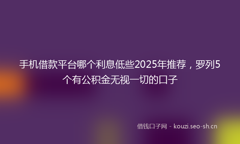 手机借款平台哪个利息低些2025年推荐，罗列5个有公积金无视一切的口子