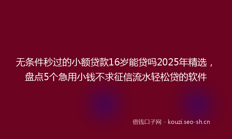 无条件秒过的小额贷款16岁能贷吗2025年精选,盘点5个急用小钱不求征信流水轻松贷的软件