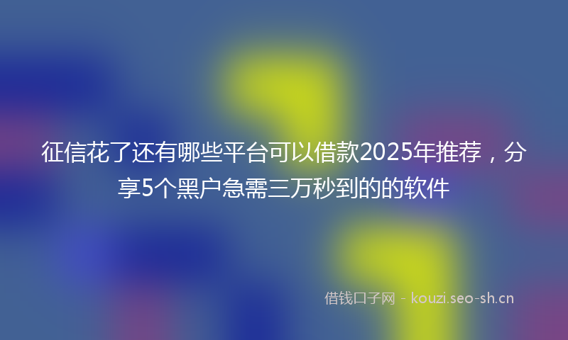征信花了还有哪些平台可以借款2025年推荐，分享5个黑户急需三万秒到的的软件