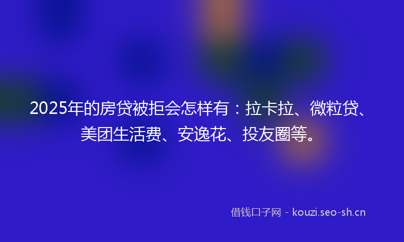 2025年的房贷被拒会怎样有：拉卡拉、微粒贷、美团生活费、安逸花、投友圈等。