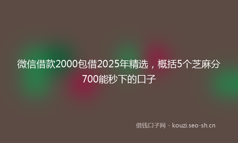 微信借款2000包借2025年精选,概括5个芝麻分700能秒下的口子