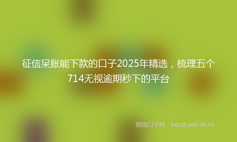 征信呆账能下款的口子2025年精选，梳理五个714无视逾期秒下的平台