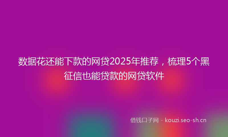 数据花还能下款的网贷2025年推荐，梳理5个黑征信也能贷款的网贷软件