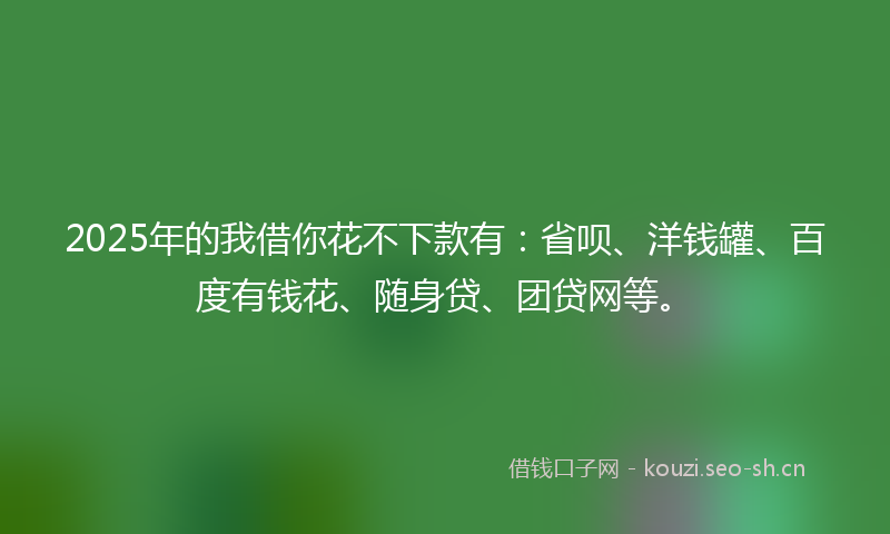 2025年的我借你花不下款有：省呗、洋钱罐、百度有钱花、随身贷、团贷网等。