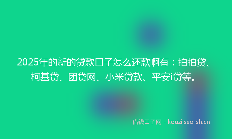 2025年的新的贷款口子怎么还款啊有：拍拍贷、柯基贷、团贷网、小米贷款、平安i贷等。
