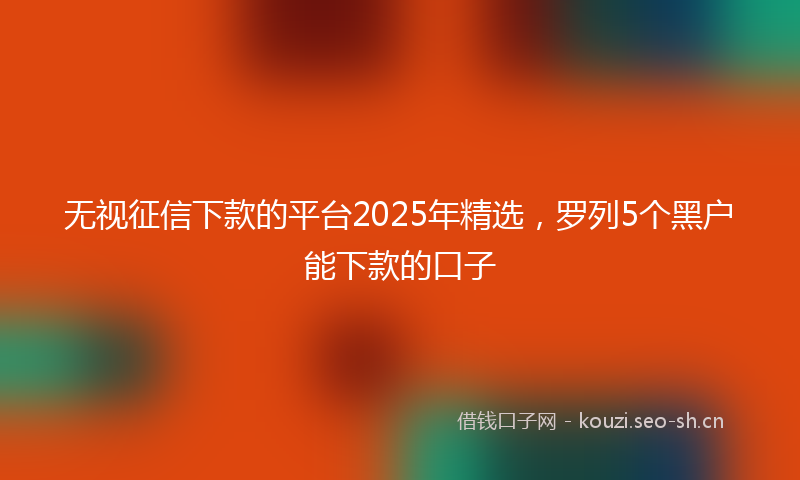 无视征信下款的平台2025年精选，罗列5个黑户能下款的口子