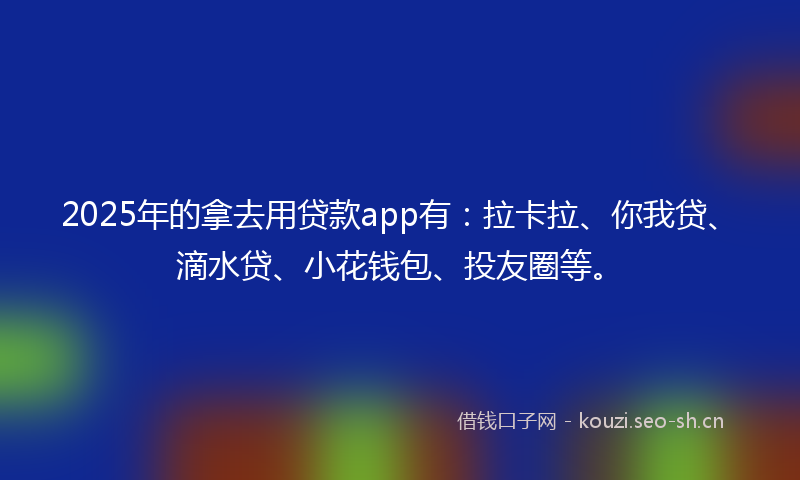 2025年的拿去用贷款app有：拉卡拉、你我贷、滴水贷、小花钱包、投友圈等。