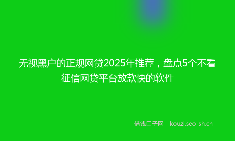 无视黑户的正规网贷2025年推荐,盘点5个不看征信网贷平台放款快的软件