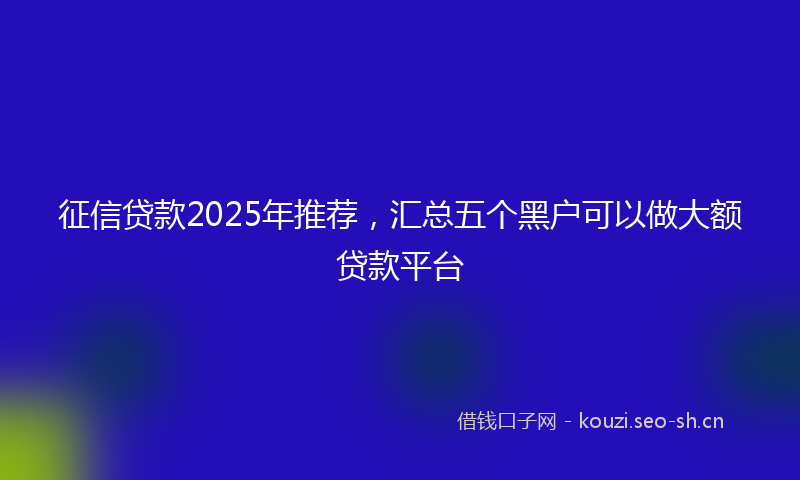 征信贷款2025年推荐,汇总五个黑户可以做大额贷款平台