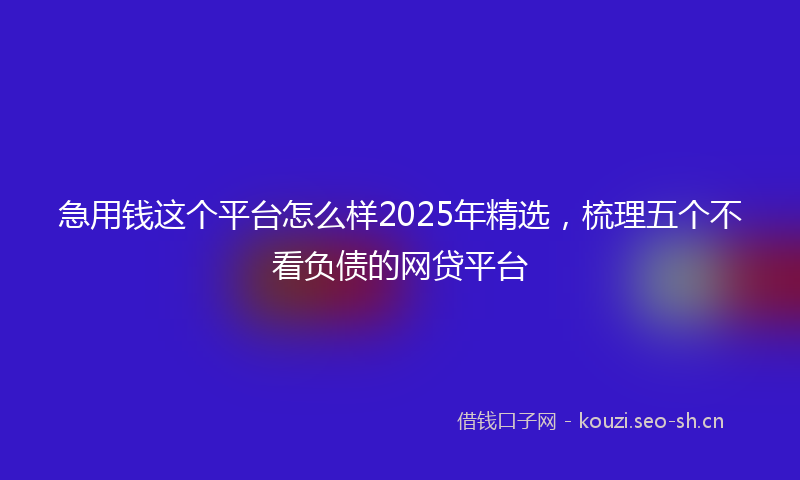 急用钱这个平台怎么样2025年精选，梳理五个不看负债的网贷平台
