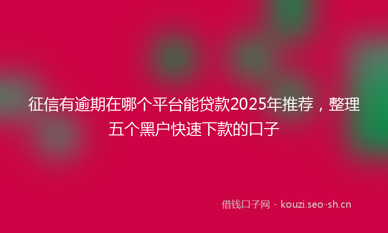 征信有逾期在哪个平台能贷款2025年推荐，整理五个黑户快速下款的口子