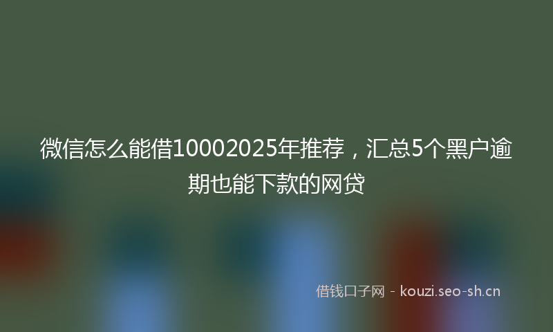 微信怎么能借10002025年推荐，汇总5个黑户逾期也能下款的网贷