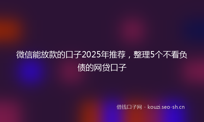 微信能放款的口子2025年推荐，整理5个不看负债的网贷口子
