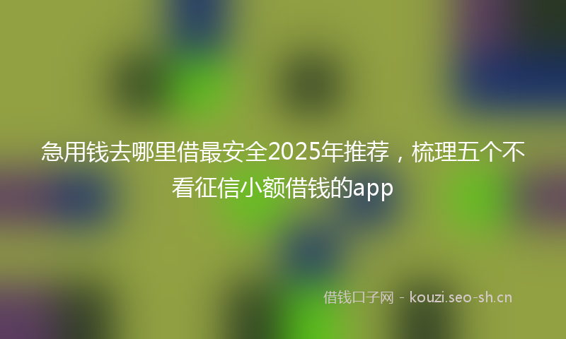 急用钱去哪里借最安全2025年推荐，梳理五个不看征信小额借钱的app