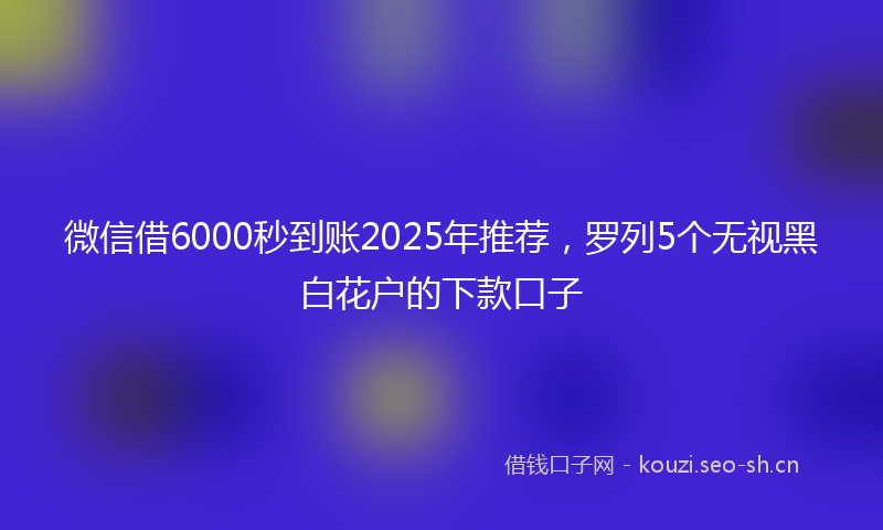 微信借6000秒到账2025年推荐，罗列5个无视黑白花户的下款口子