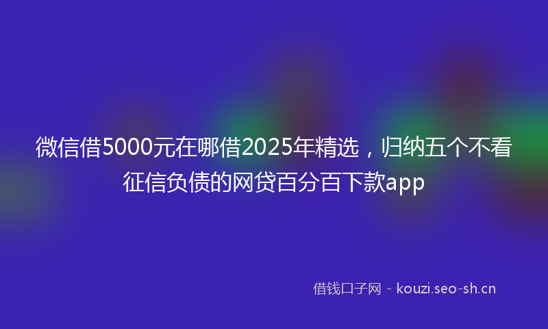 微信借5000元在哪借2025年精选，归纳五个不看征信负债的网贷百分百下款app