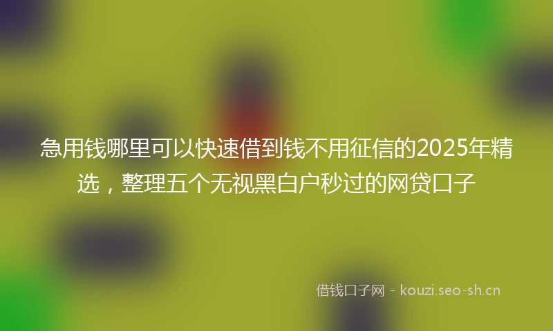 急用钱哪里可以快速借到钱不用征信的2025年精选，整理五个无视黑白户秒过的网贷口子