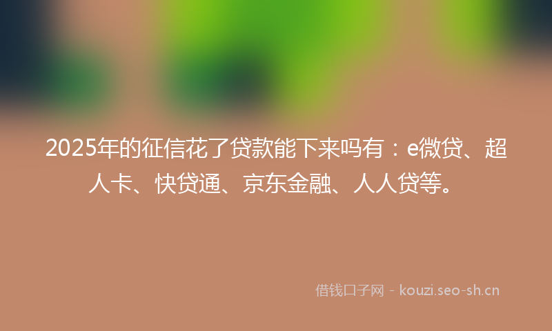 2025年的征信花了贷款能下来吗有：e微贷、超人卡、快贷通、京东金融、人人贷等。