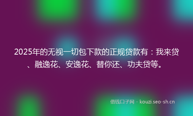 2025年的无视一切包下款的正规贷款有：我来贷、融逸花、安逸花、替你还、功夫贷等。