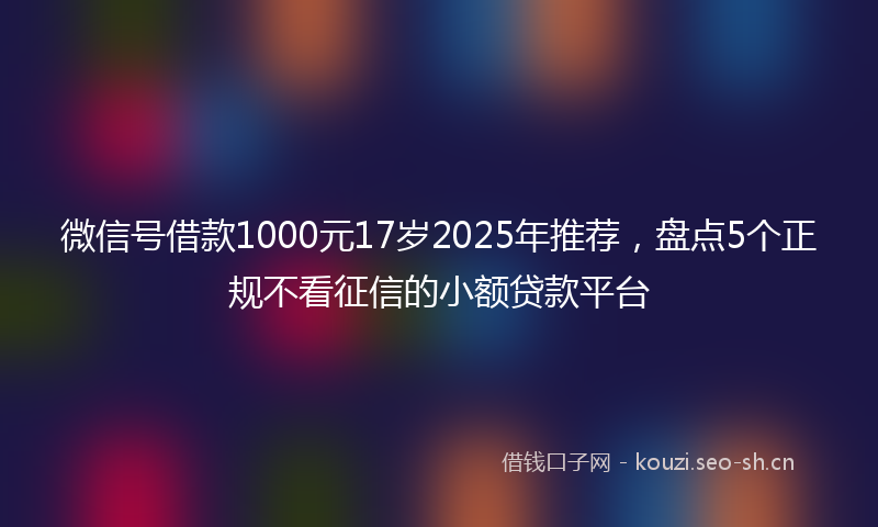 微信号借款1000元17岁2025年推荐，盘点5个正规不看征信的小额贷款平台