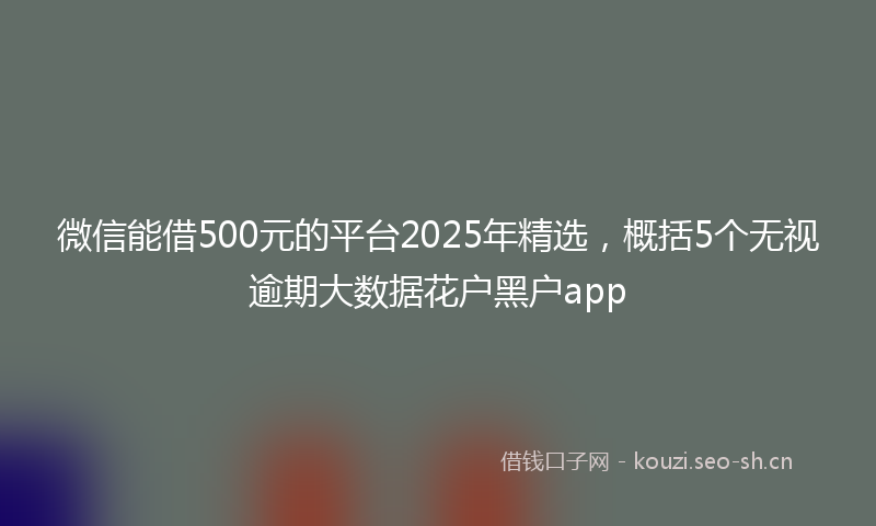 微信能借500元的平台2025年精选，概括5个无视逾期大数据花户黑户app