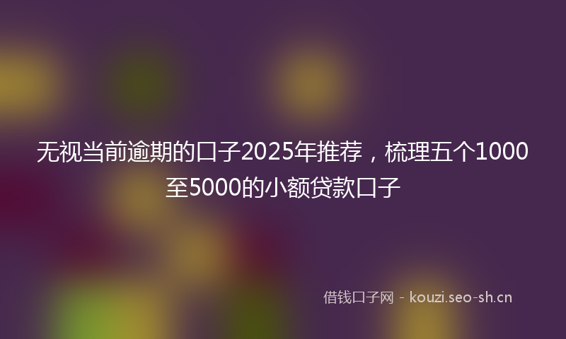 无视当前逾期的口子2025年推荐，梳理五个1000至5000的小额贷款口子