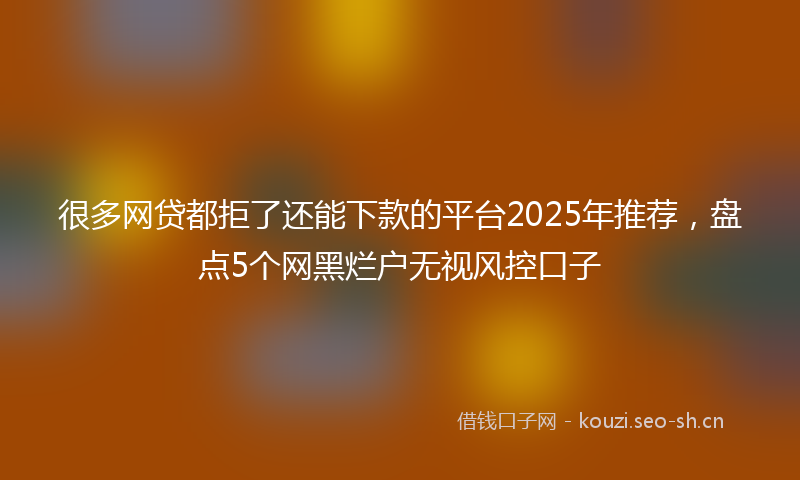 很多网贷都拒了还能下款的平台2025年推荐,盘点5个网黑烂户无视风控口子