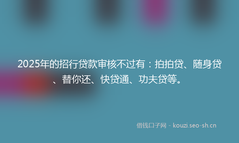 2025年的招行贷款审核不过有：拍拍贷、随身贷、替你还、快贷通、功夫贷等。