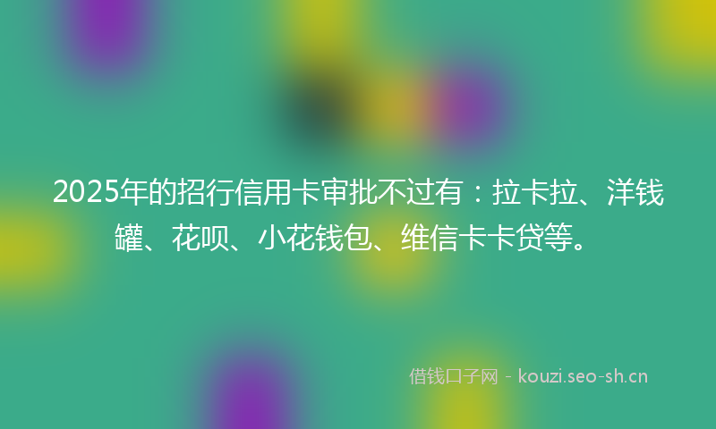 2025年的招行信用卡审批不过有：拉卡拉、洋钱罐、花呗、小花钱包、维信卡卡贷等。