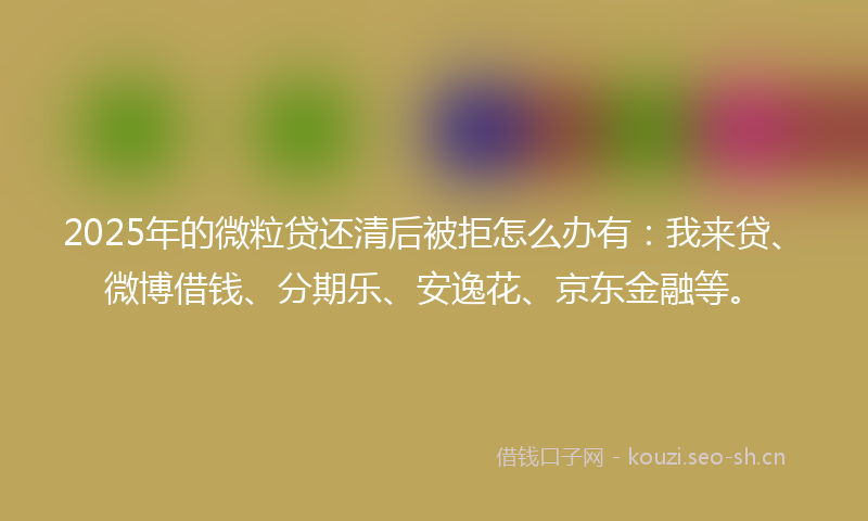 2025年的微粒贷还清后被拒怎么办有：我来贷、微博借钱、分期乐、安逸花、京东金融等。