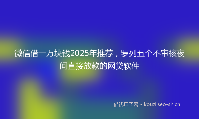 微信借一万块钱2025年推荐，罗列五个不审核夜间直接放款的网贷软件