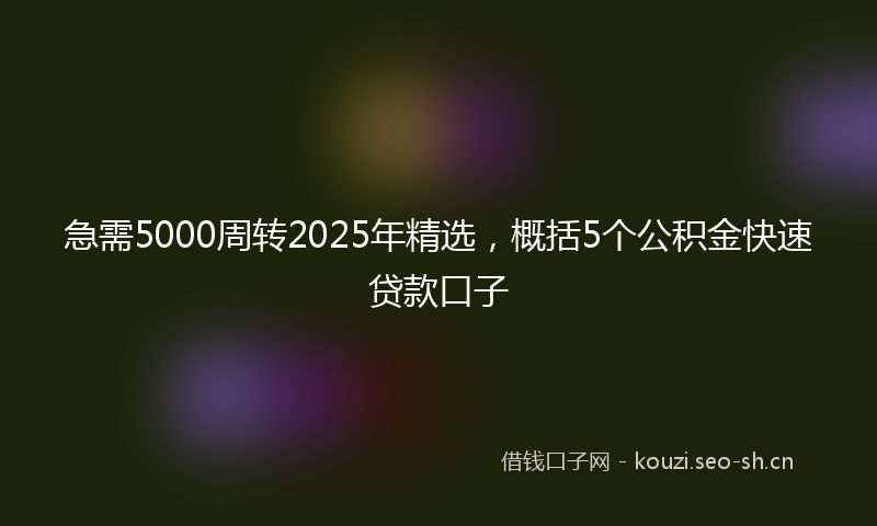 急需5000周转2025年精选，概括5个公积金快速贷款口子