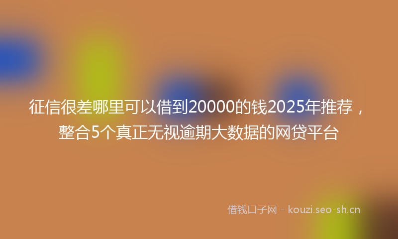 征信很差哪里可以借到20000的钱2025年推荐，整合5个真正无视逾期大数据的网贷平台