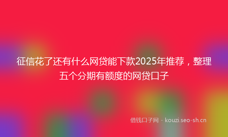 征信花了还有什么网贷能下款2025年推荐,整理五个分期有额度的网贷口子