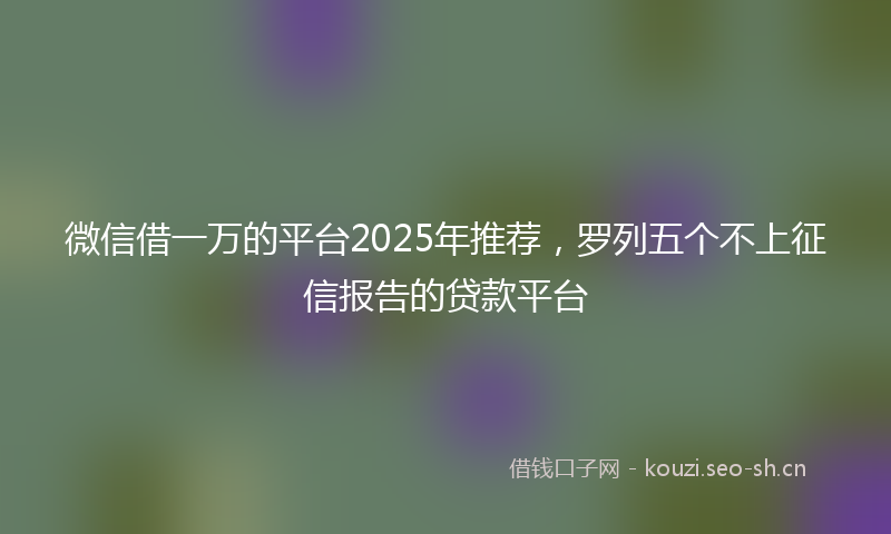 微信借一万的平台2025年推荐,罗列五个不上征信报告的贷款平台