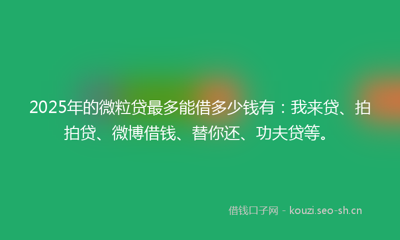 2025年的微粒贷最多能借多少钱有：我来贷、拍拍贷、微博借钱、替你还、功夫贷等。
