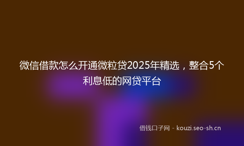 微信借款怎么开通微粒贷2025年精选，整合5个利息低的网贷平台