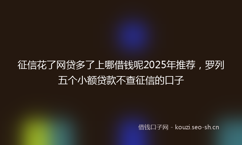 征信花了网贷多了上哪借钱呢2025年推荐，罗列五个小额贷款不查征信的口子
