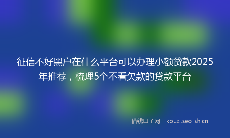 征信不好黑户在什么平台可以办理小额贷款2025年推荐，梳理5个不看欠款的贷款平台