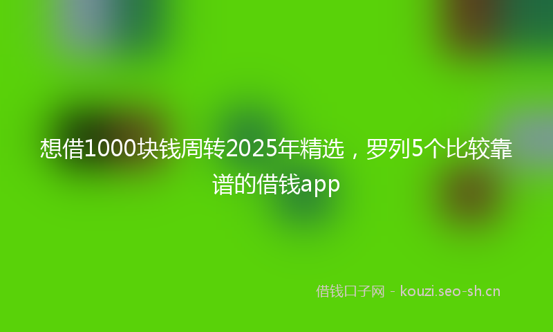 想借1000块钱周转2025年精选，罗列5个比较靠谱的借钱app