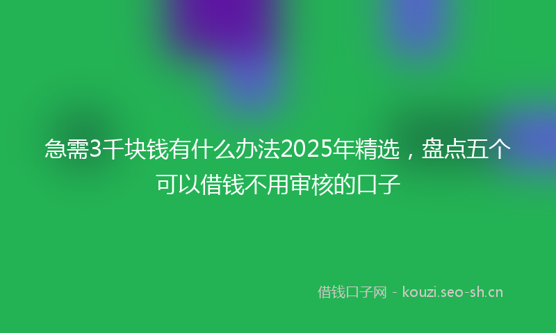 急需3千块钱有什么办法2025年精选，盘点五个可以借钱不用审核的口子