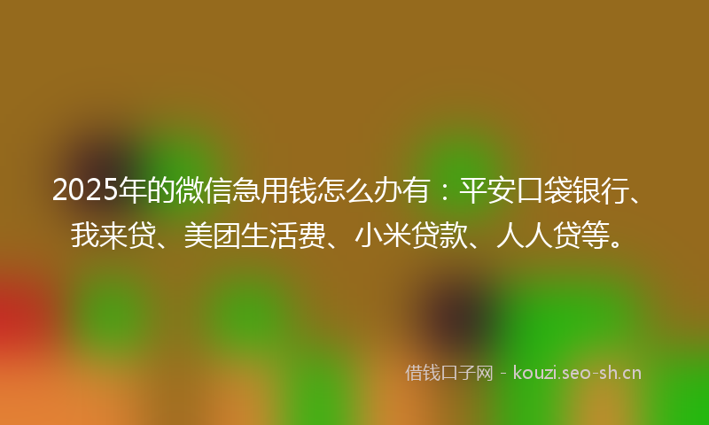 2025年的微信急用钱怎么办有：平安口袋银行、我来贷、美团生活费、小米贷款、人人贷等。