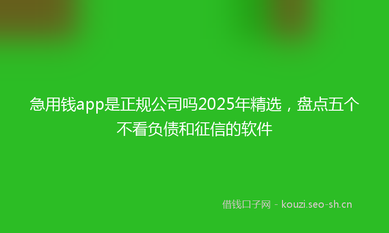 急用钱app是正规公司吗2025年精选，盘点五个不看负债和征信的软件