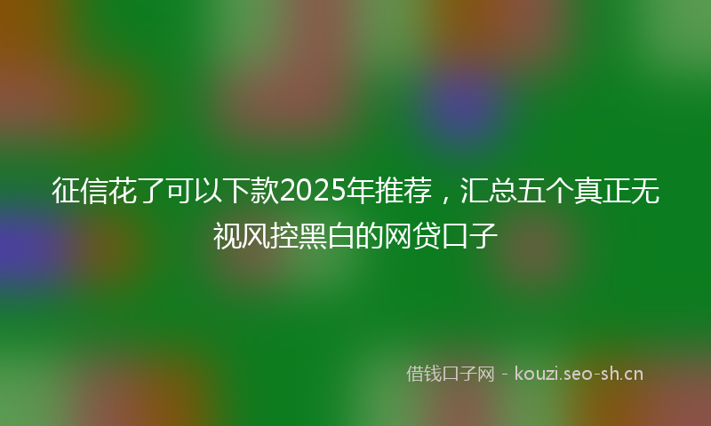 征信花了可以下款2025年推荐，汇总五个真正无视风控黑白的网贷口子