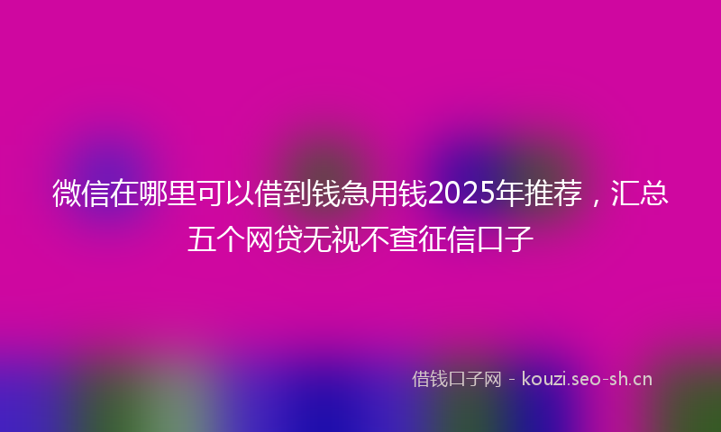 微信在哪里可以借到钱急用钱2025年推荐，汇总五个网贷无视不查征信口子